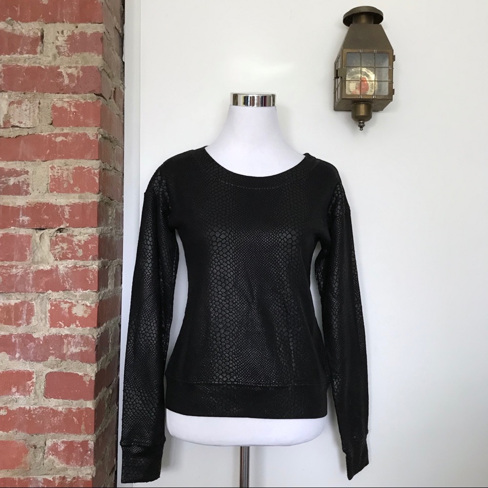 Pam & Gela P Coated Snake Skin Print Sweat Shirt